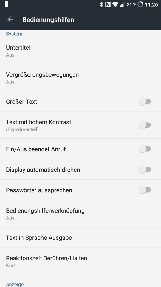 Ein Screenshot Der Android Eingabehilfen in den Einstellungen