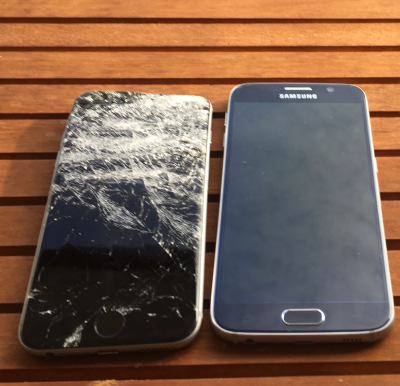 Ein zerstörtes iPhone 6s muss dem Samsung S6 weichen