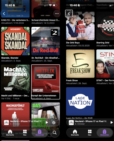 Screenshot meiner Podcast App