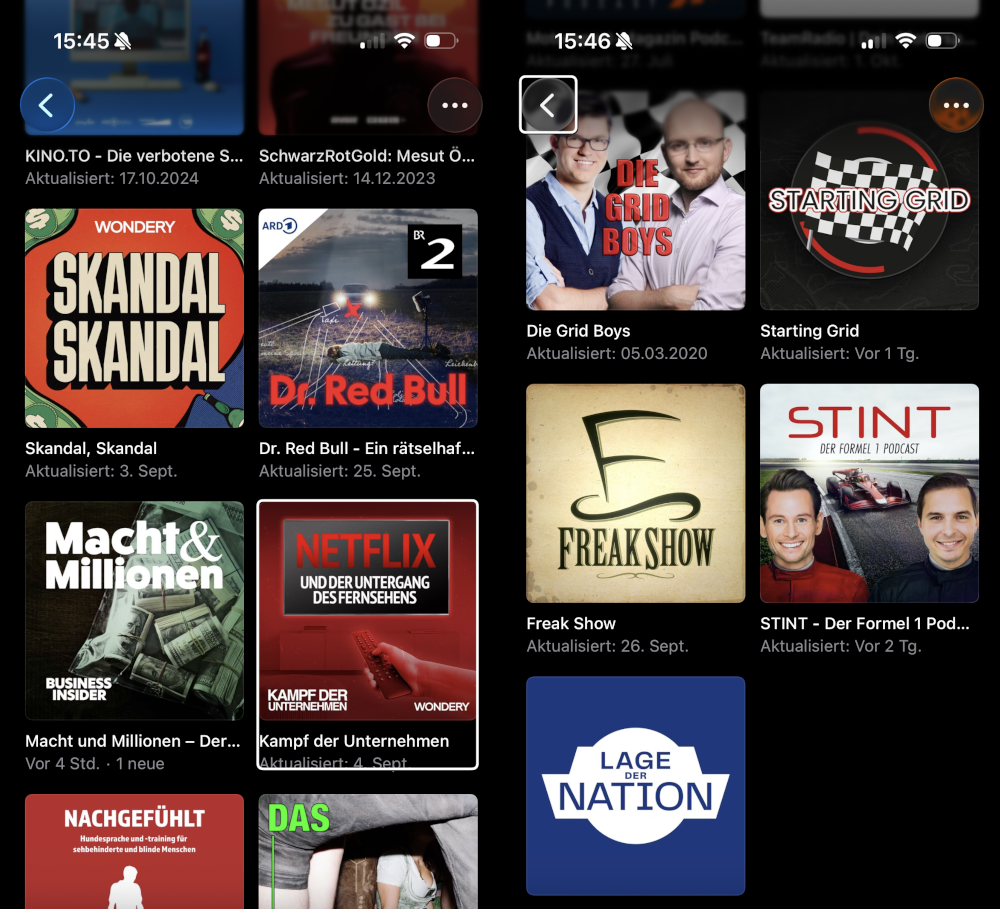 Screenshot meiner Podcast App